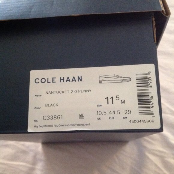 Cole Haan Men\'s Nantucket 2 Black Leather Penny Loafers 11.5M - New in Box